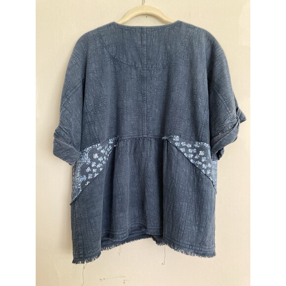 Pilcro Anthropologie Kimono Jacket Denim SMALL Blue Oversized Open Front - Picture 6 of 6